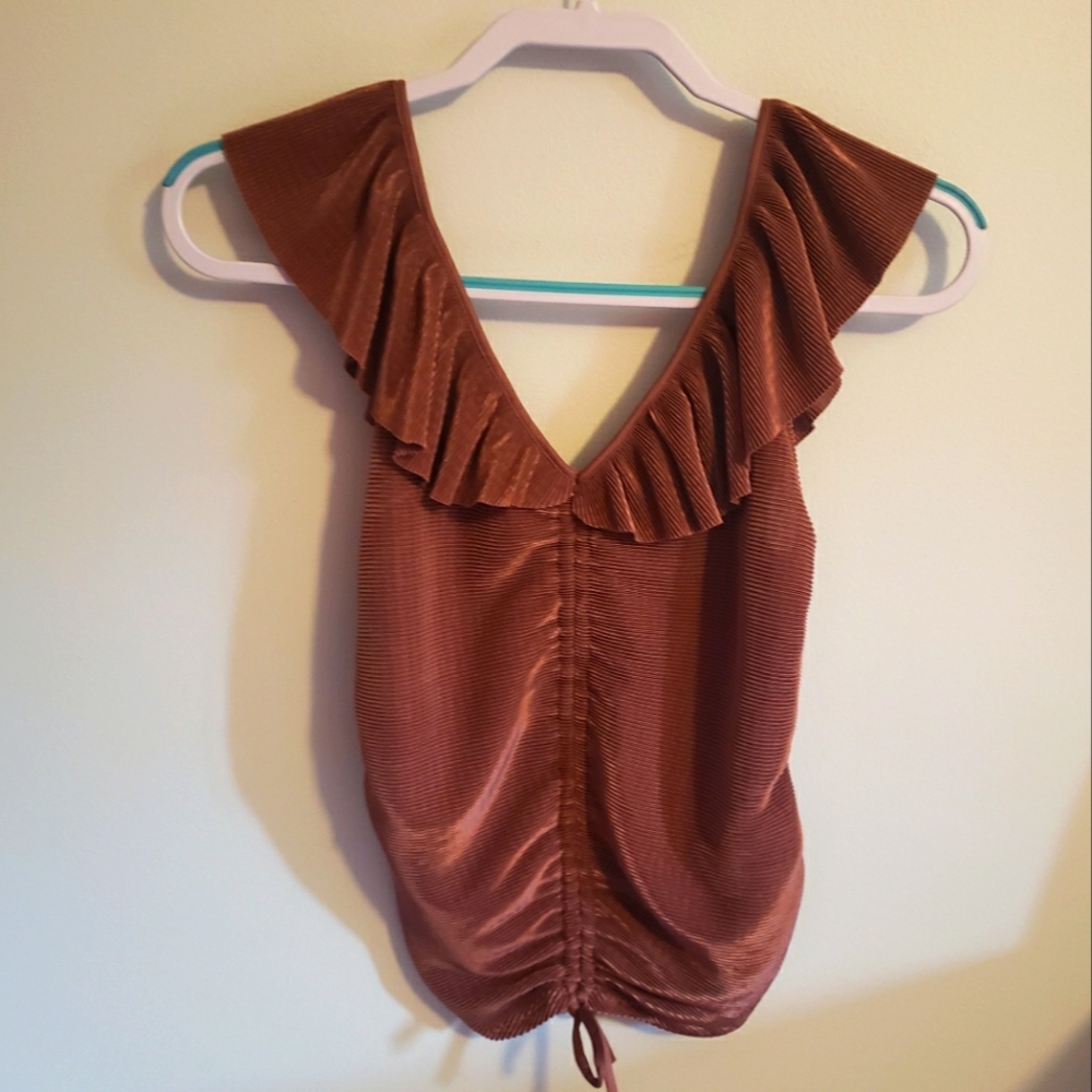 Express Tops Cinched Front. Ruched Tie. Size S.